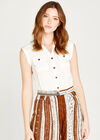 Sleeveless Utility Shirt, Cream, large