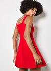 Crepe Fit And Flare Mini Dress, Red, large