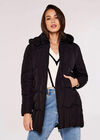 Hooded Puffer Jacket, Black, large