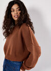 Ribbed Knit Cropped Jumper, Rust, large