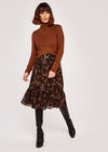Ribbed Roll Neck Jumper, Rust, large