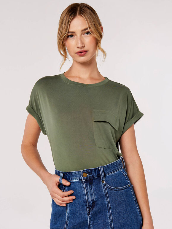 Turn Up Tee, Khaki, large