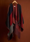Colour Block Blanket Cape, Red, large