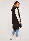 Button Longline Puffer Gilet, Black, large