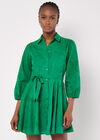 Tropical Embroidered Shirt Mini Dress, Green, large
