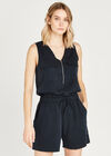 Tencel Zip Playsuit, Navy, large