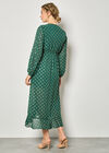 Gold Foil Polka Dot Chiffon Maxi Dress, Green, large