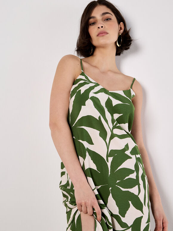 Floral Silhouette Cami Midi Dress, Green, large