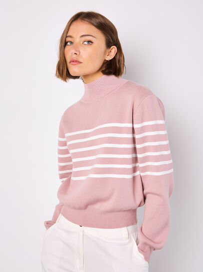 Mock Neck Stripe Jumper