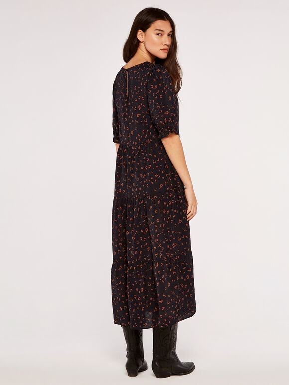 Animal Print Smock Dress, Navy, large