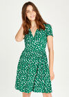 Floral Bud V Neck Empire Dress, Green, large