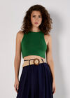 Racer Knitted Crop Top, Green, large