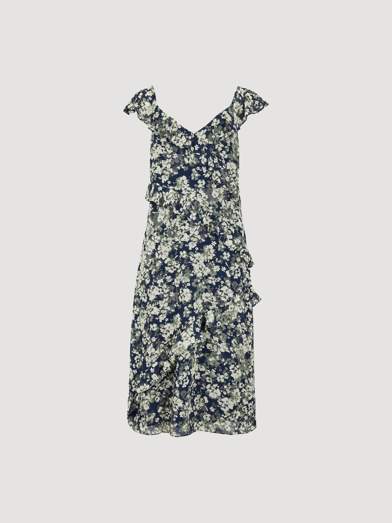 Floral Asymmetric Ruffle Midaxi Dress | Apricot Clothing