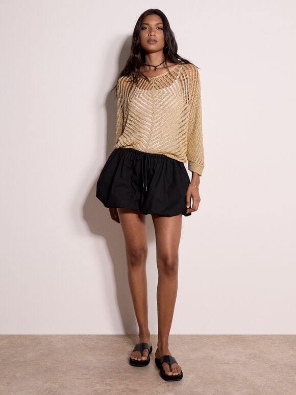 Gold Shimmer Lightweight Jumper, Gold, large