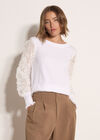 Rose Sleeve Knitted Jumper, White, large