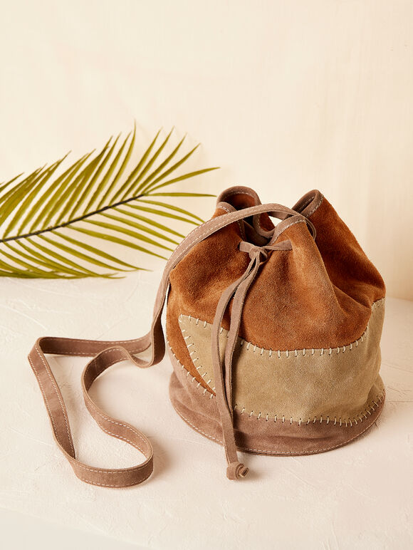 Patchwork Suede Crossbody Bag, Assorted, large