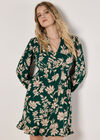 Crinkle Floral Mini Dress, Green, large