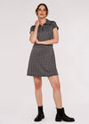 Leaf Print Retro Mini Dress, Grey, large