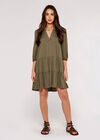 Herringbone Tiered Mini  Dress, Khaki, large
