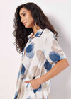 Painted Circles Oversized High-Low Shirt, Navy, large