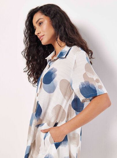 Painted Circles Oversized High-Low Shirt