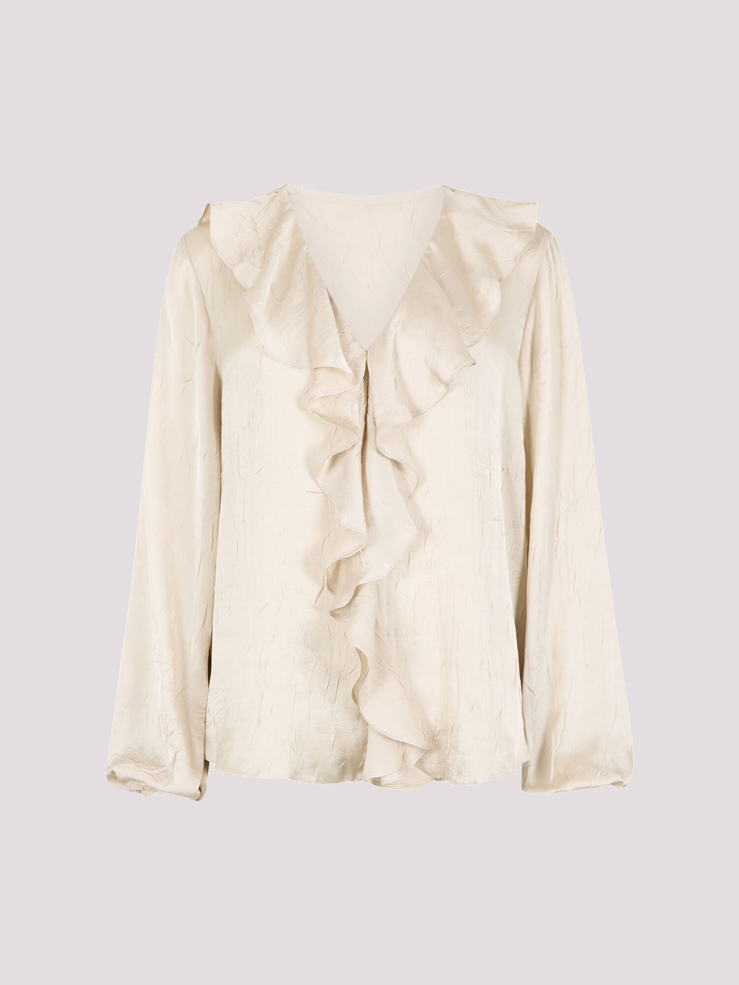 Textured Satin Ruffle Blouse | Apricot Clothing