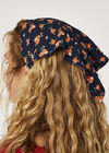 Floral Head Scarf, Navy, large