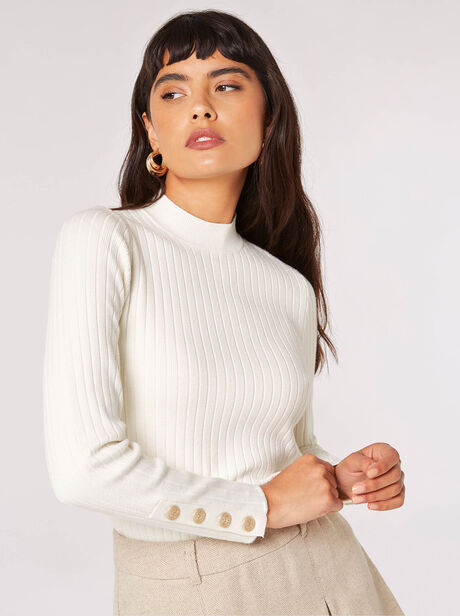 Gold Button Ribbed Jumper