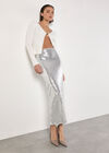 Sequin Bias Cut Midaxi Skirt, Light Grey / Silver, large