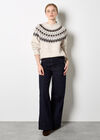 Fair Isle Fluffy Jumper, Stone, large