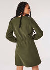 Twill Shirt Mini Dress, Green, large