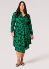 Curve Floral Hanky Hem Midi Dress, Green, large