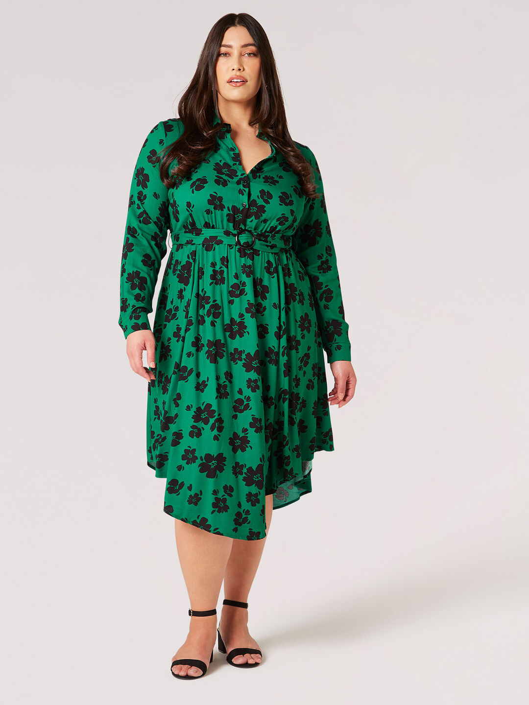 Image of Curve Floral Hanky Hem Midi Dress