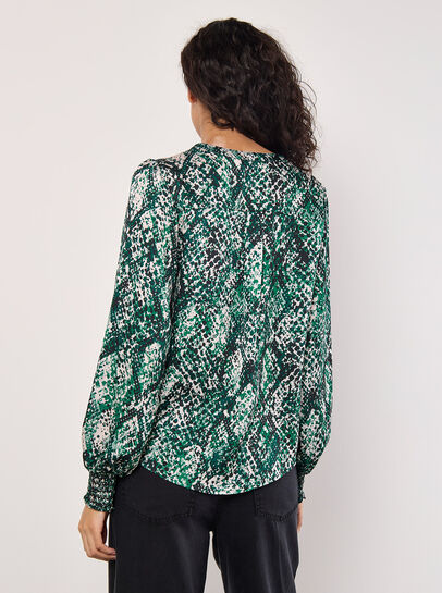 Snakeskin Hammered Satin Blouse