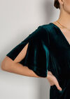 Velvet Wrap Maxi Dress, Green, large