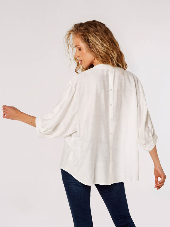 Textured High-Low Shirt, White, large