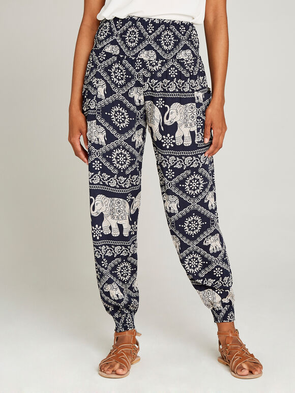 Elephant Print Jogger, Navy, large
