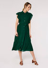 Ruffle Shirt Midi Dress, Green, large