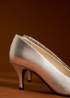 Leather Stiletto Heel Shoes, Silver, large