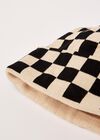 Checkered Beanie Hat, Stone, large