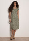 Brush Spot Milkmaid Midi Dress, Khaki, large