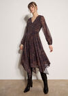Leopard Print Chiffon Midi Dress, Brown, large
