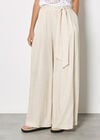 Wide-Leg Linen Blend Trousers, Stone, large