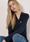 Wrap Hem Ribbed Tunic Top, Navy, large