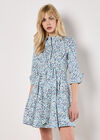 Cotton Poplin Leaf Shirt Mini Dress, White, large