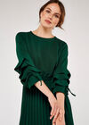 Pleat Ruffle Sleeve Midi Dress, Green, large