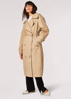 Longline Belted Trench Coat, Stone, large