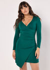 Wrap Bodycon Mini Dress, Green, large