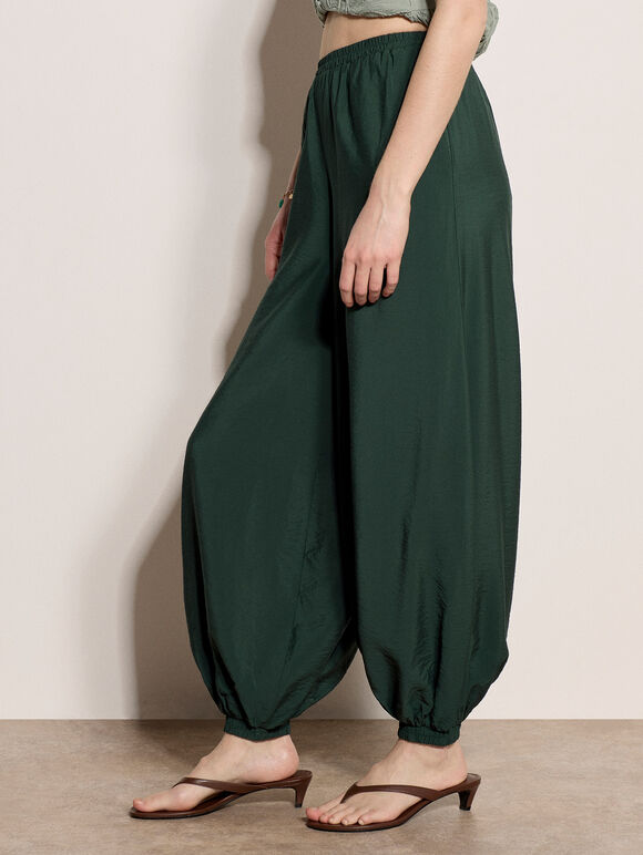 Relaxed Balloon Trousers, Green, large