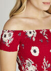 Poppy & Daisy Floral Bardot Maxi Dress, Red, large